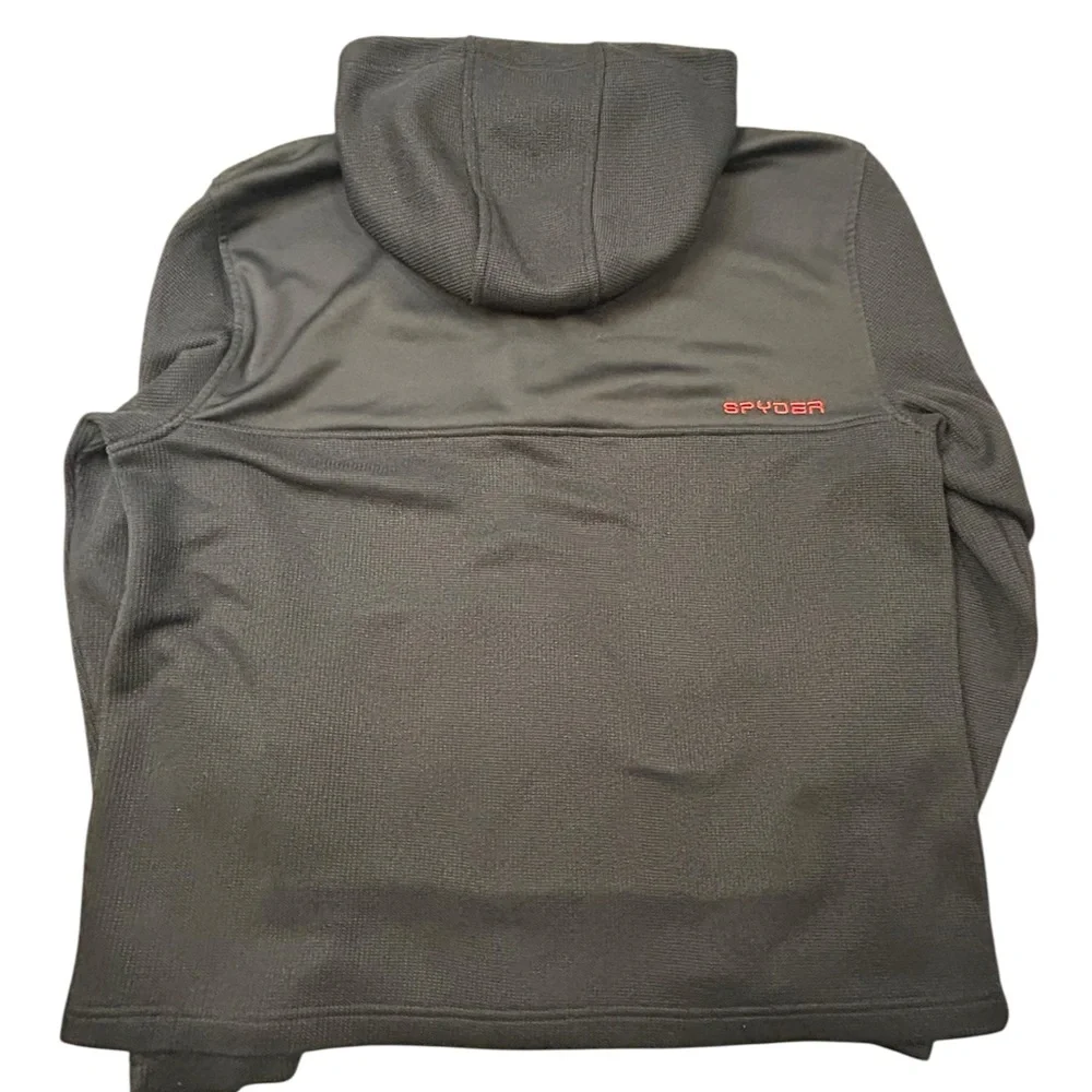 Spyder‎ Men's Ray Racer 1/4 Zip Pullover Hoodie Black Red Logo Roo Pocket L